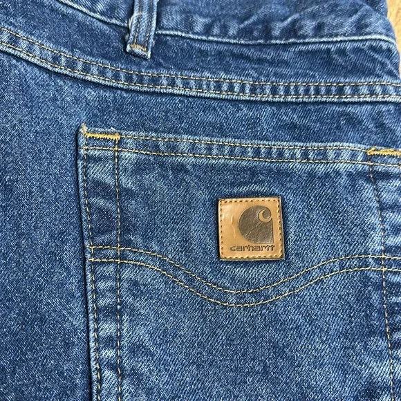 Carhartt great shape 100% cotton blue denim relaxed fit brown pockets mens jeans - Picture 3 of 8